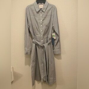 Court & Rowe Striped Shirt Dress Button down with pockets long sleeve collar